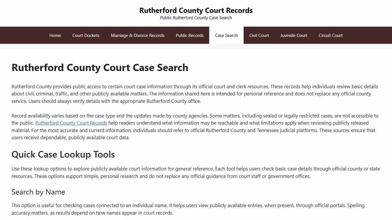 Rutherford County Court Case Search - Rutherford County Court Records