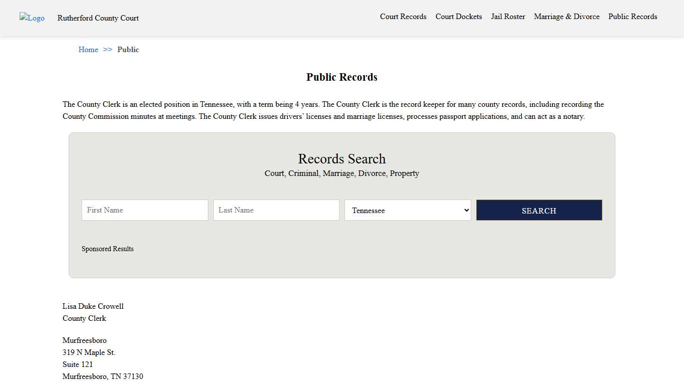 Public Records Rutherford County Court